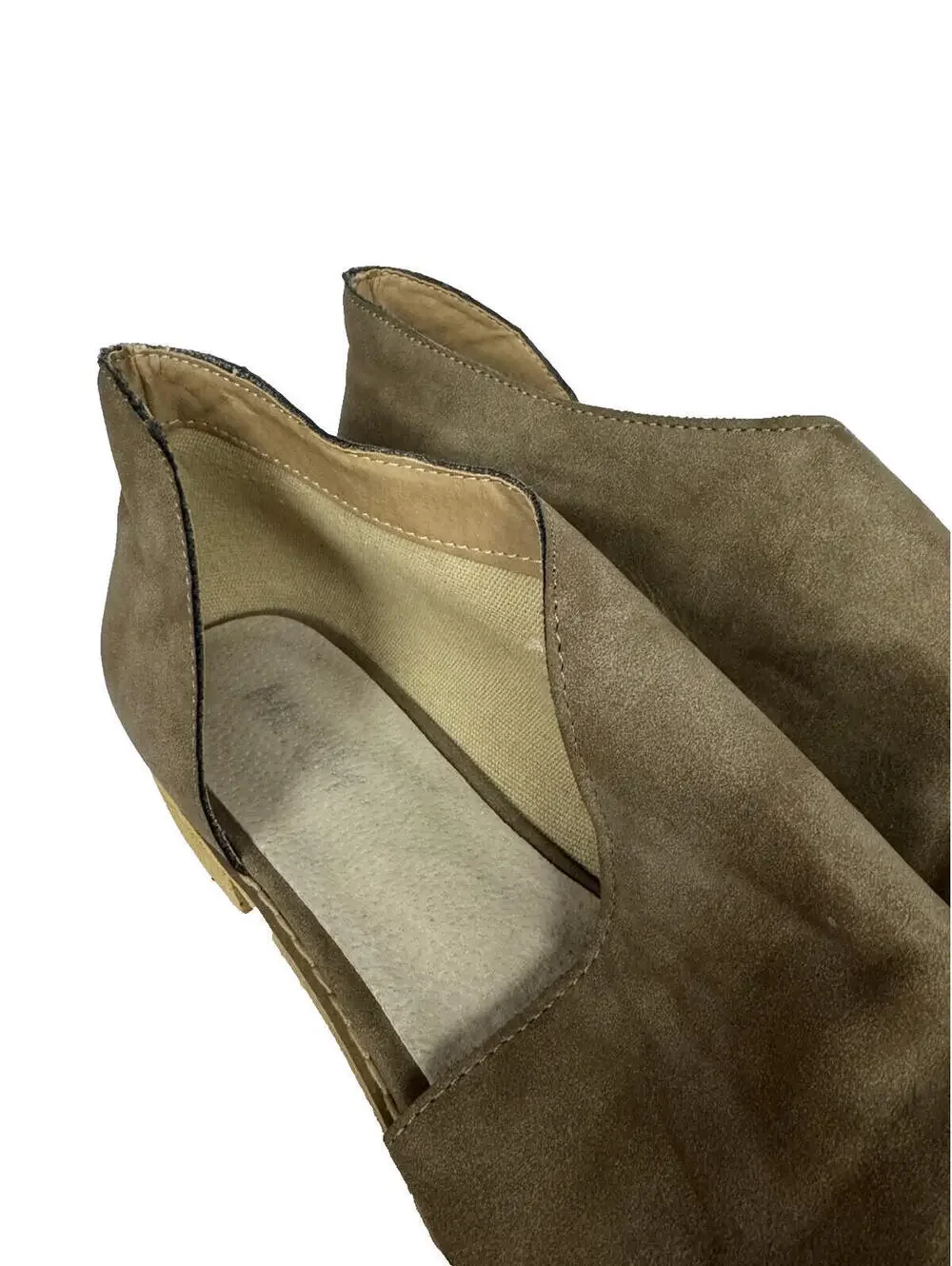 (RC) Women’s Taupe Suede Slip On Flats Low Heel Almond Toe Casual Comfort 10